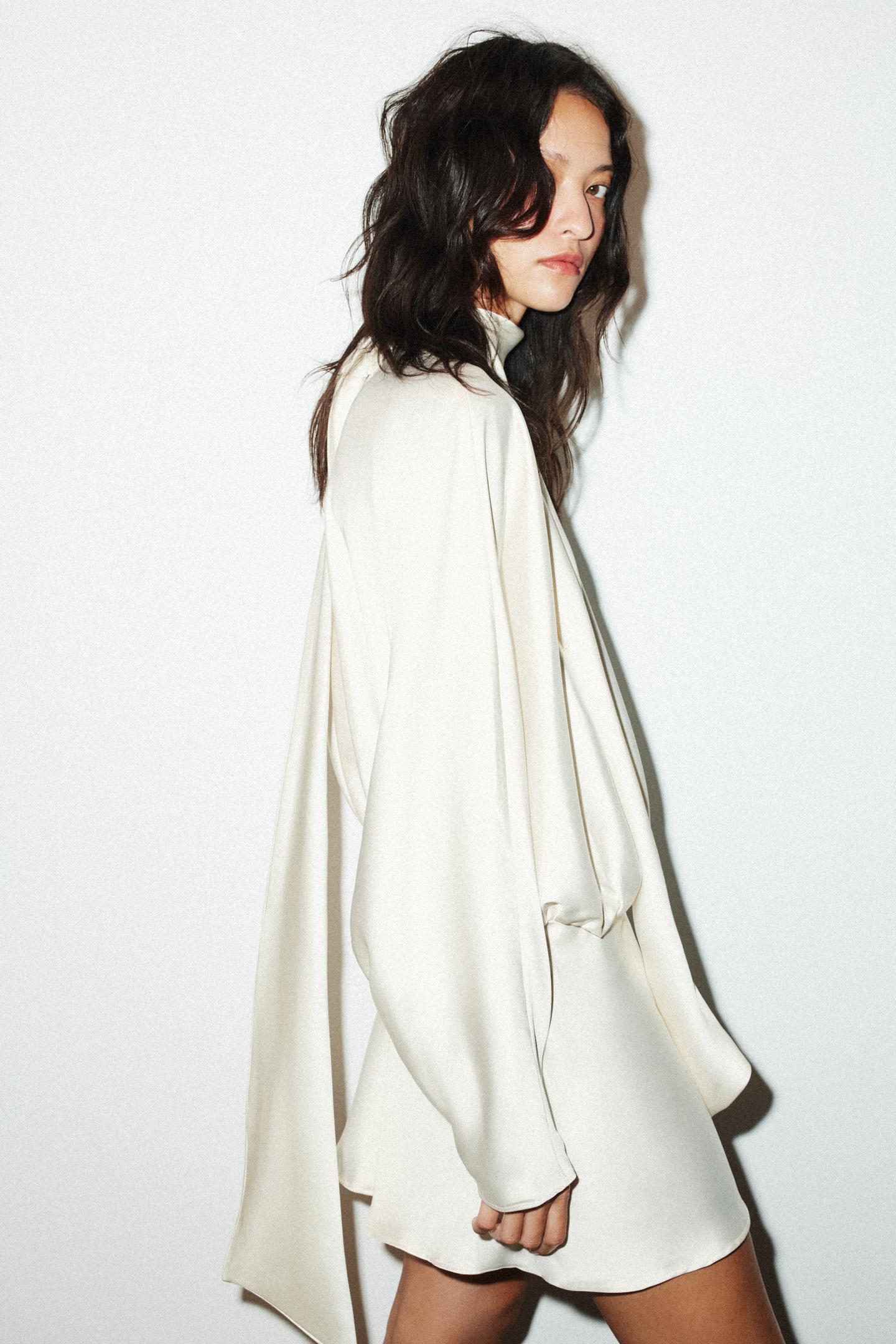 Foulard Satin Effect Short Dress