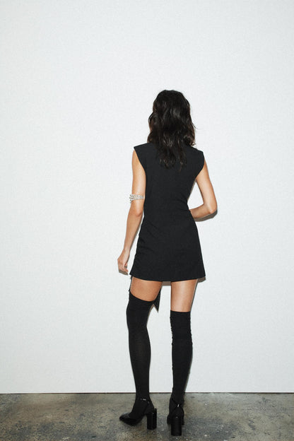Short Topstitch Tie Dress